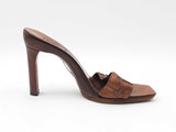 Fendi Zucca Monogram Leather & Wooden Peep-toe Mules Size 6 Fw1026rzdu