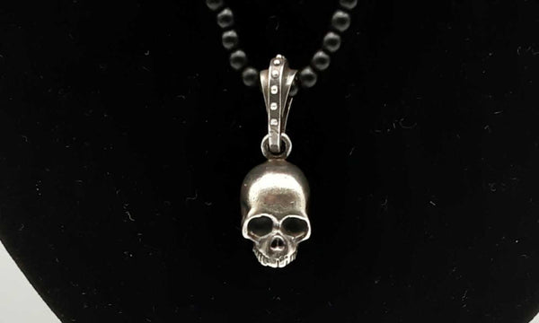 King Baby Silver Hamlet Skull Onyx Bead Chain 24 In Dolcrsa 144010031491