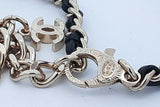 Chanel Cc Heart Drop Pendant Necklace Metal With Leather 16.5-19.5 In Eb626pxzde