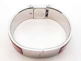 Hermès Loquet 19mm Bangle Watch In Stainless Steel & Red Enamel Fw1026lrxdu