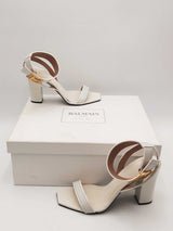 Balmain White Leather Ankle Strap Sandals Size 38.5 Eb0626lxzsa
