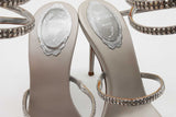 Rene Caovilla Cleo Satin & Rhinestone Snake Ankle Wrap Heels Size 36 Eb1225lxzde