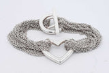 Tiffany & Co. Sterling Multistrand Mesh Heart Toggle Bracelet 6in Eb926lxzsa