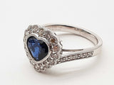 1.85 Carats Blue Sapphire 0.950 Platinum 6.2g Ring Size 7 Do0626exzde