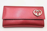 Gucci Red Shiny Leather Interlocking G Heart Flap Wallet Eb0526lcrsa