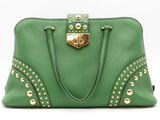 Prada Saffiano Leather Studded Promenade Satchel Green Aa0826wxzsa
