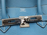 Hermes Birkin 35 Bleu Jean Blue Clemence Palladium Handbag Do1124erxzde