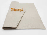 Yves Saint Laurent Uptown Pouch White Croc Embossed Leather Clutch Do0726oxzde