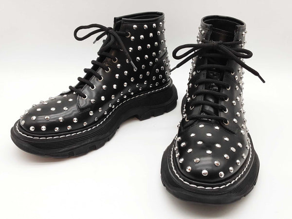 Alexander Mcqueen Black Studded Ankle Boots Size Eu 40 Do0425pxzde