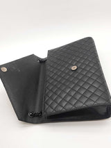 Yves Saint Laurent Envelope Triquilt Black Leather Shoulder Bag Eb1125cxzde