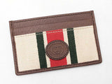 Gucci Web Card Holder Wallet In Beige Linen Fwlordu