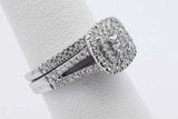 0.16ctw Center Diamond Wedding Set In 14k White Gold 5.1g Size 5.25 Eb0426pxzsa