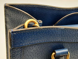 Gucci Diana Navy Leather Tote Bag With Bamboo Handles Eb1024irxsa