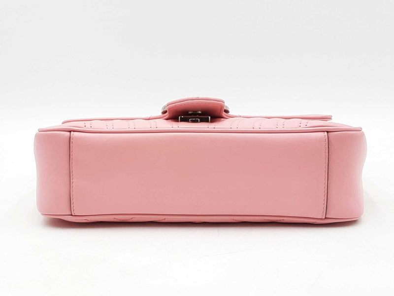 Gucci Marmont Medium Shoulder Bag In Pink Matelassé Chevron Leather Fw0925przdu