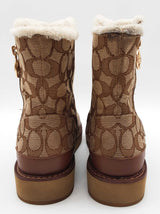 Coach Indi Booties Khaki Tan Signature Fur Lined Boots Size Eu 38 Do0225rxde