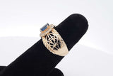 Blue Gemstone & Diamond Ring In 14k Yellow Gold 5.8 Grams Size 6.75 Eb0826wexsa