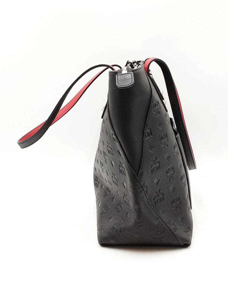 Mcm Klara Shopper Tote In Logo-embossed Black Leather Fw0925wwxdu