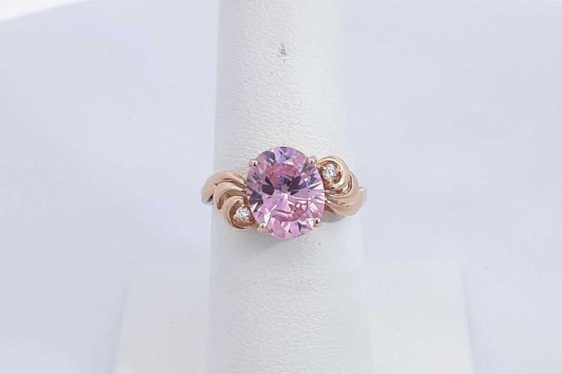 Pink Gemstone Ring In 10k Yellow Gold 2.7 Grams Size 7 Eb0824ixsa