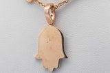 Diamond Hamsa Pendant Necklace In 18k Yellow Gold 8.2 Grams 18 Inch Eb0326crxdu