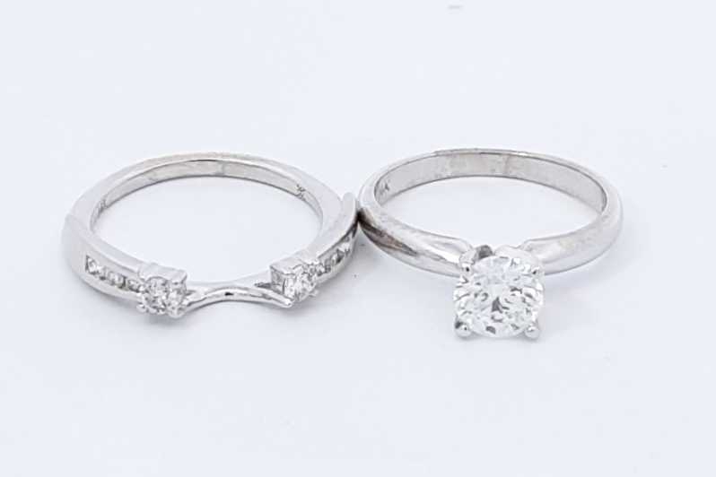0.81ctw Diamond Wedding Set In 14k White Gold 4.6 Grams Size 5 Eb1125irxdu