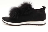 Jimmy Choo Norway Black Knit Norway Fur Pom-pom Sneakers Size 43 Eb0226lxzde