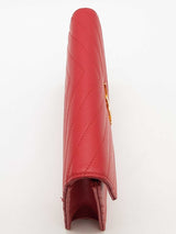 Yves Saint Laurent Quilted Chevron Red Leather Envelope Chain Wallet Eb1026wrxde