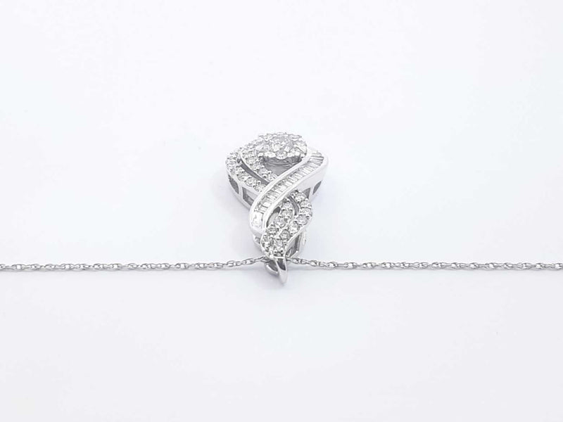 1.36 Cttw Diamond Pendant Necklace In 10k White Gold 3.5 Grams 18 In Fw0724wxzdu
