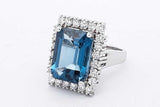 Blue Gemstone & Diamond Ring In 14k White Gold 9.5 Grams Size 6 Eb0626irxsa