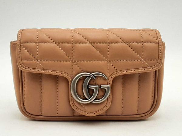 Gucci Marmont Leather Gg Super Mini Pink Aa0325wrzsa