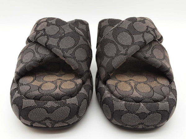 Coach Penelope Gray Signature Jacquard Canvas Slides Size Us 7 Womens Do0225wxde