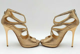 Jimmy Choo Gold Metallic Peep Toe Heels Size 35.5 Eb0824sxdu