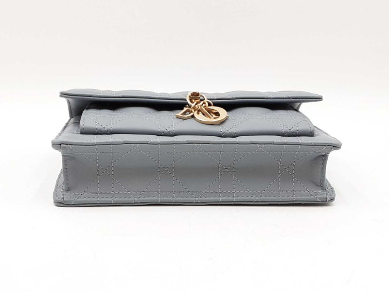 Christian Dior My Daily Dior Pouch In Cloud Blue Cannage Lambskin Fw00725lzxzdu