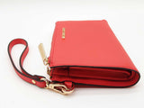 Michael Kors Red Leather Double Zip Bifold Wristlet Tech Wallet Do1025lrde