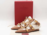 Valentino Roman Stud Ankle Strap Heel Beige Size 38 Aa0626lrzsa
