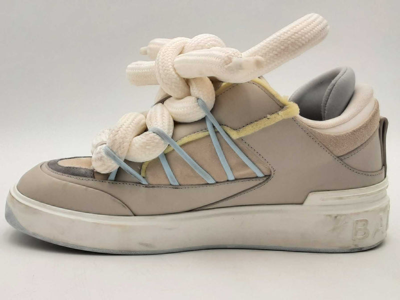Balmain Men's B-court Puffy Calfskin Skate Sneaker Gray Size 9 Aa1125lzxsa