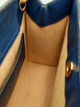 Gucci Diana Navy Leather Tote Bag With Bamboo Handles Eb1024irxsa