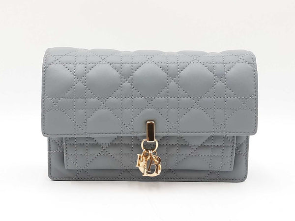 Christian Dior My Daily Dior Pouch In Cloud Blue Cannage Lambskin Fw00725lzxzdu