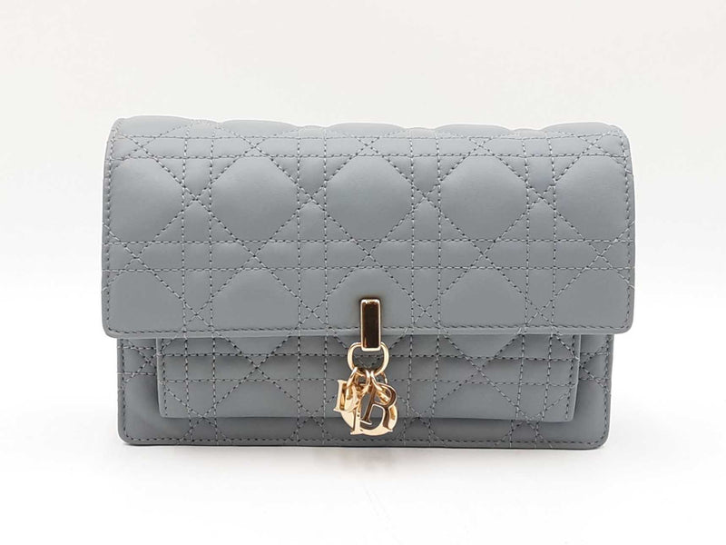 Christian Dior My Daily Dior Pouch In Cloud Blue Cannage Lambskin Fw00725lzxzdu
