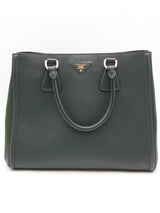 Prada 2 Tone Green Saffiano Leather Tote Bag Eb0726ixzsa