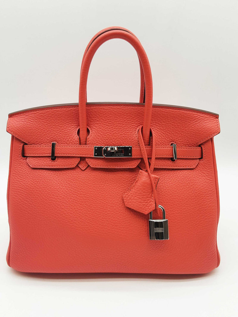 Hermes Birkin 25 Capucine Orange Togo Leather Palladium Handbag Do0823lcxzxde