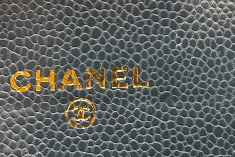 Chanel Navy Blue Quilted Caviar Flap Card Wallet Eb1125pxzdde