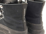 Alexander Mcqueen Tread Slick Black Canvas Lace Up Boots Size Us 7.5 Fw0126llxdu