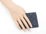 Gucci Bifold Wallet In Gg Supreme Coated Canvas & Dusty Blue Leather Fw0426ozxdu