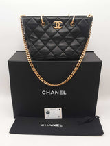 Chanel Quilted Lambskin Small Top Handle Black Shopping Bag Sd0825wzxzsa
