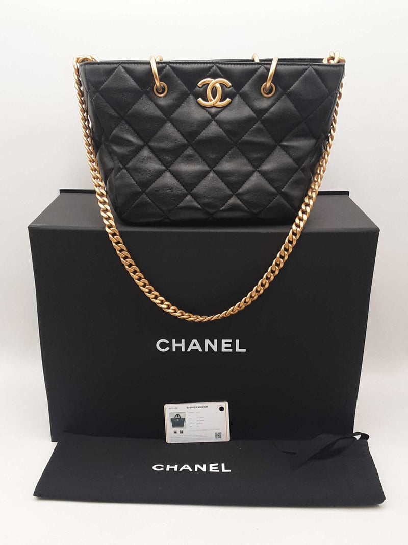 Chanel Quilted Lambskin Small Top Handle Black Shopping Bag Sd0825wzxzsa