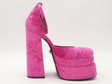Versace Medusa Aevitas Velvet Platform Pump Pink Size 37 Aa0525ezsa