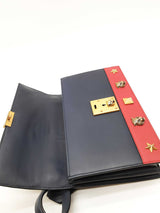 Gucci Red, White & Blue Leather Cat Lock Top Handle Bag Eb0326rrxde