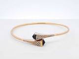 21k Yellow Gold, Onyx & Cubic Zirconia Bangle Bracelet 6.6g 6 Inch Fw0326pszdu