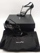 Yves Saint Laurent Patent Leather Cassandra Ankle Strap Heels Size 40 Eb226lxzsa