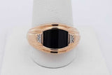 10k Yellow Gold Onyx Inlay & Diamond Accent Ring 5.5 Grams Size 10.75 Eb426orxsa